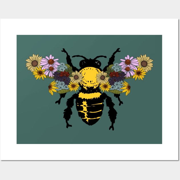 Bee with Wild Flower Wings Wall Art by ketchambr